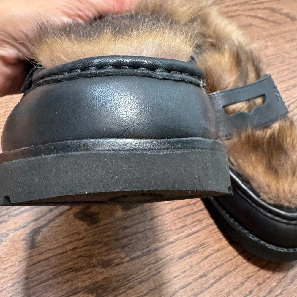 UGG AMBUSH Penny Loafer Black Leather Fur Mules Men 9 EU 42 Collab Slipper Shoe